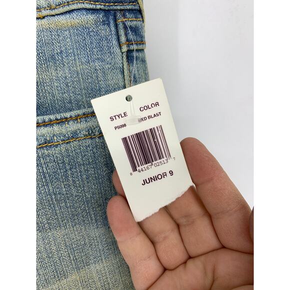 VTG Y2K VIGOSS Women's Size 9 Embroidered Denim Flare Jeans Blue Dirty Wash NWT - Picture 5 of 7
